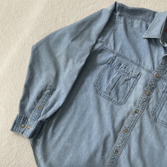 Vintage Marlboro Country Store Denim Shirt Mens Med Light Wash Grunge Y2k Cowboy - Picture 5 of 16